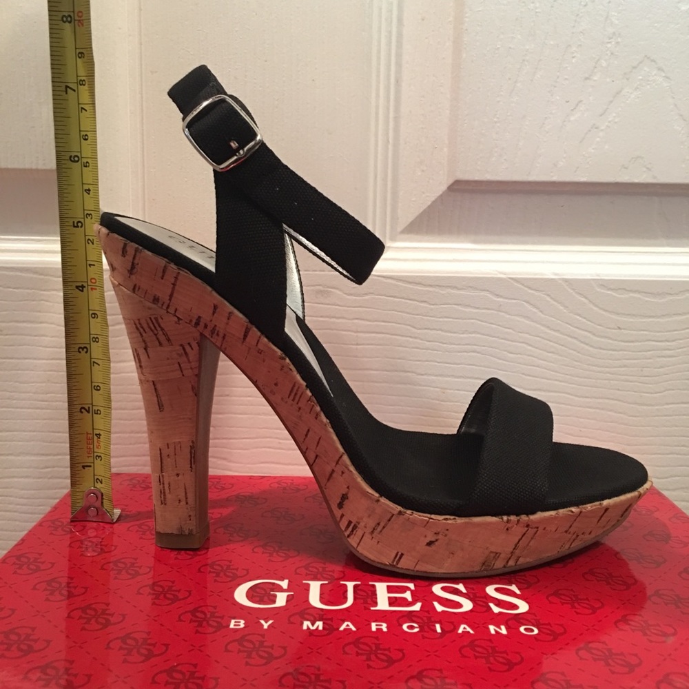 Brand New Guess Strappy Fabric Cork Heels